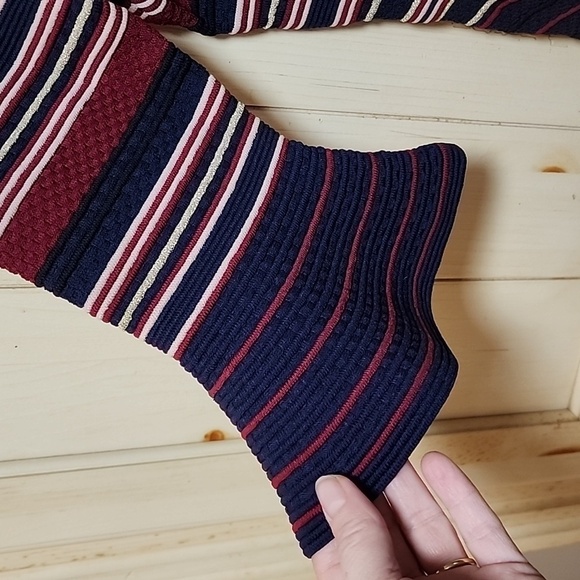 Ted Baker Tayini Stripe Ottoman Dress Navy Blue Fit & Flare Knit - Picture 7 of 9